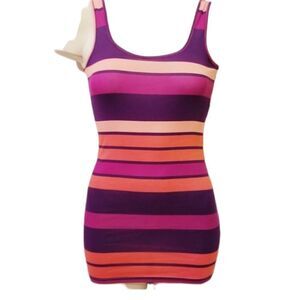 Local Green Pink Striped Tank Top Size S